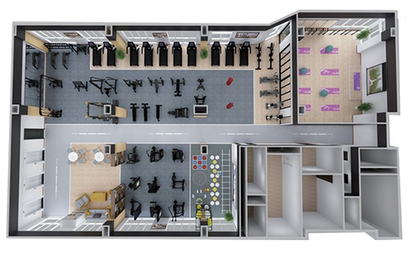 200-500平方健身房配置方案-广西开元体育健身器材有限公司
